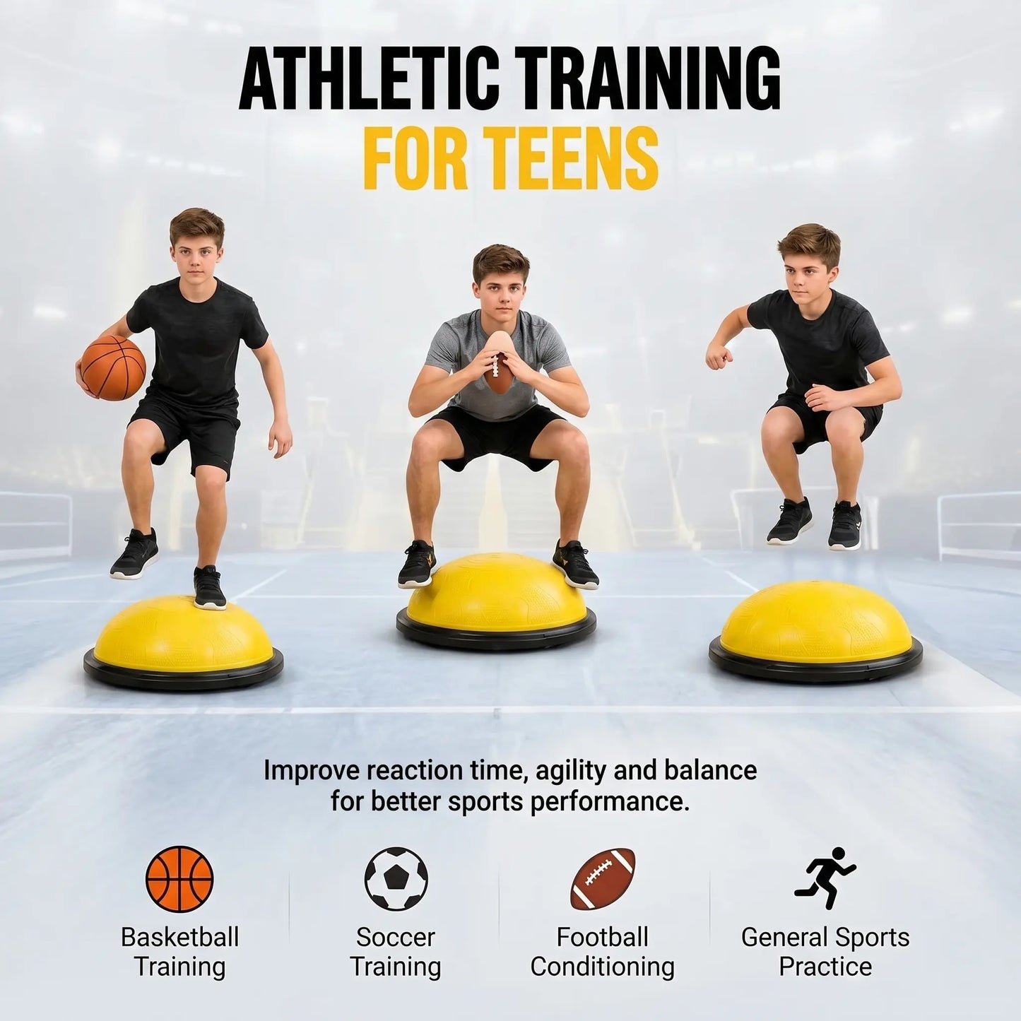 Origem Bosu Ball Balance Trainer Enhancing Balance, Focus, and Physical Coordination | Ideal for Family Fitness, Children'S Sensory Integration Training, and Youth Sports Conditioning.