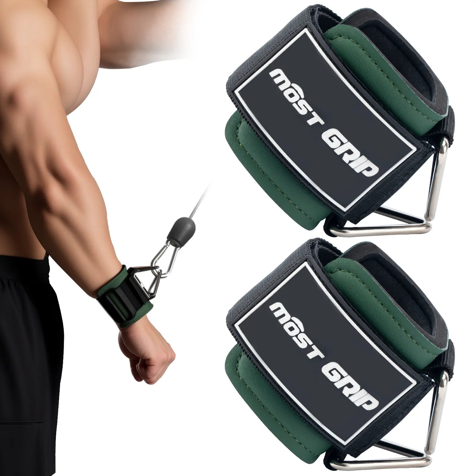 MOST GRIP Wrist Cuffs with D-Ring, Wrist Wraps for Weightlifting with Neoprene Padding, Wrist Straps for Cable Machines