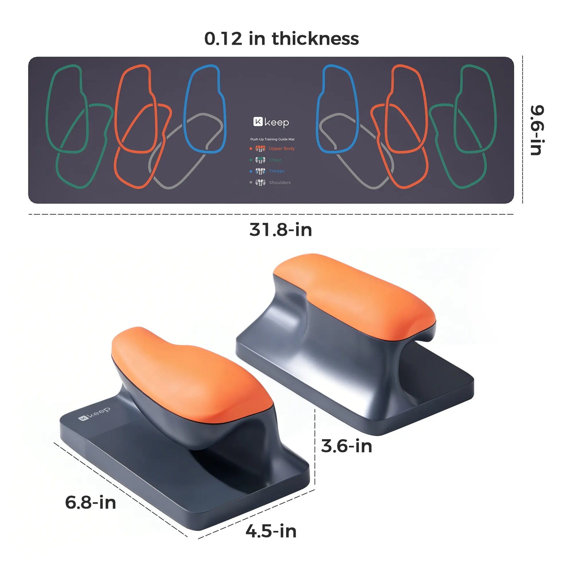 Ergonomic Push-Up Stands with Training Mat Set | Alleviates Wrist Discomfort | 3.6" Elevation | Enhanced Grip by 25% | Increased Capacity by 20% | Ideal for Home Gym Use