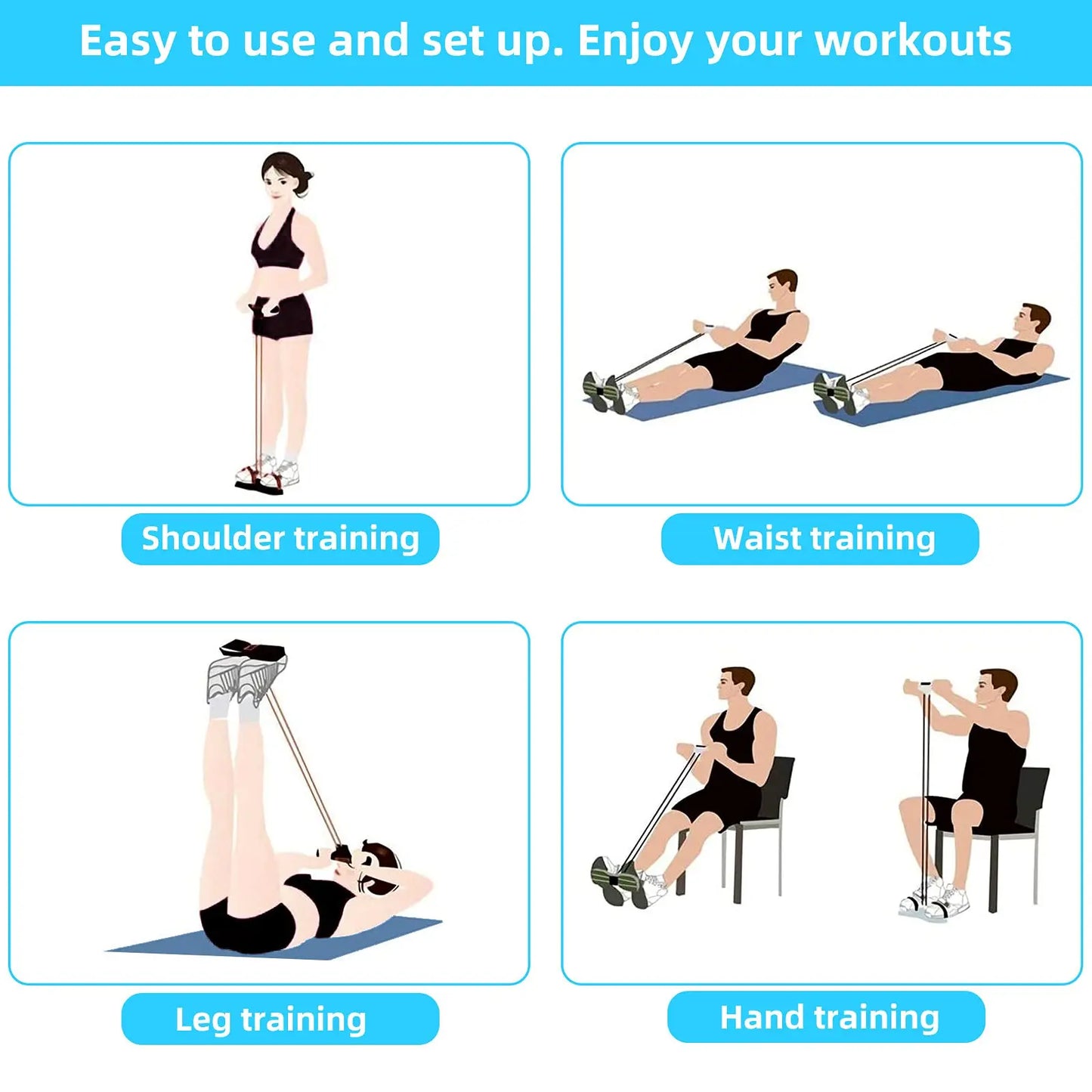 6-Strand Heavy-Duty Abdominal Crunch Fitness Equipment for Leg and Core Workouts – Sit-Up Assistance for Home Gym Exercise