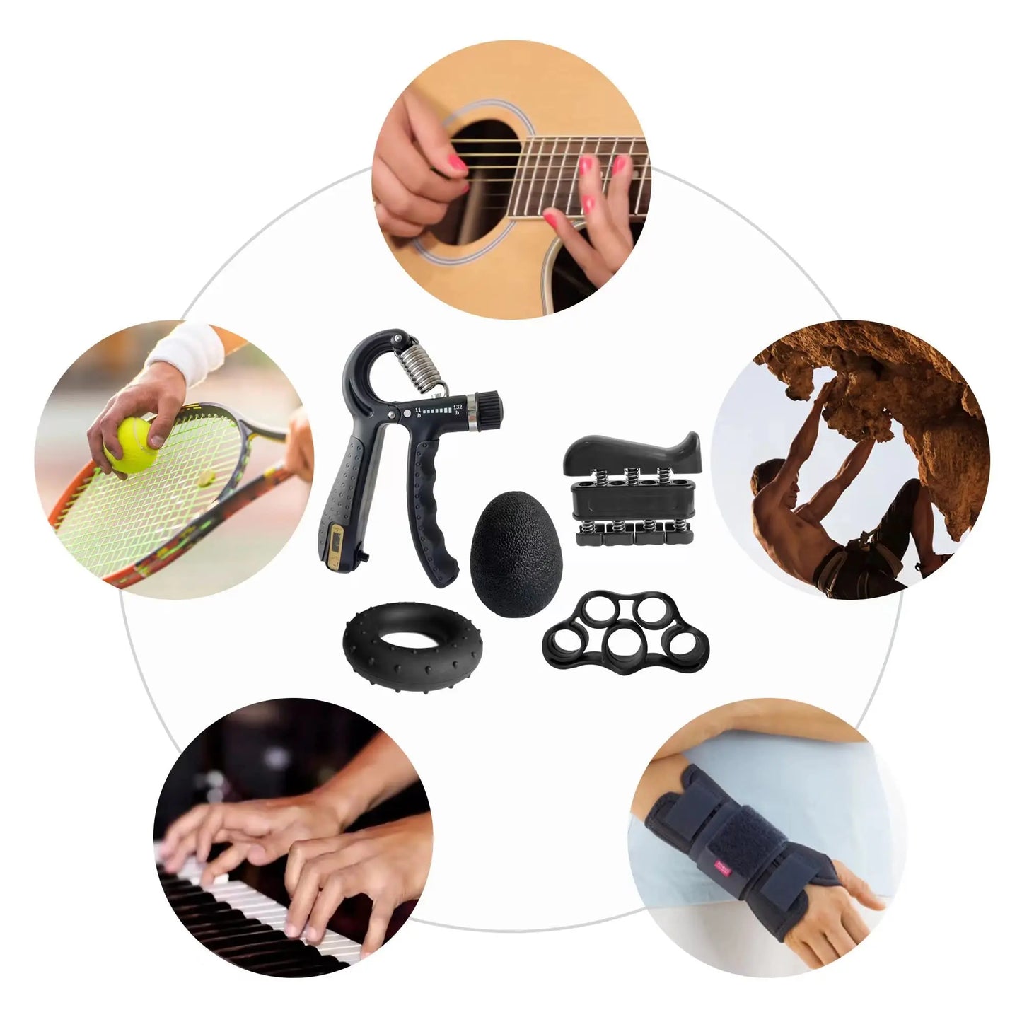 Grip Strength Training Set (5 Pack) - Forearm and Hand Strengthening Devices for Enhanced Finger and Wrist Strength, Ideal for Baseball, Climbing, and Calisthenics