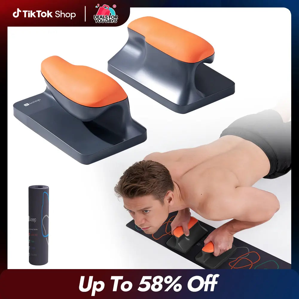 Ergonomic Push-Up Stands with Training Mat Set | Alleviates Wrist Discomfort | 3.6" Elevation | Enhanced Grip by 25% | Increased Capacity by 20% | Ideal for Home Gym Use