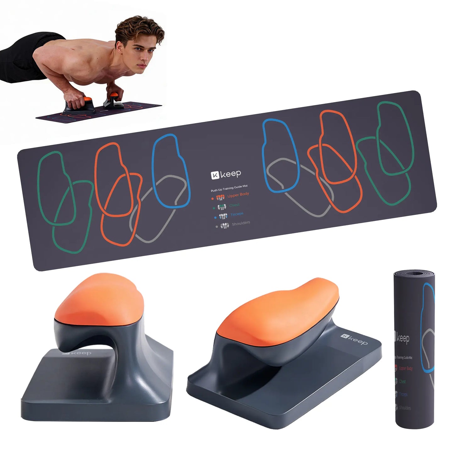 Ergonomic Push-Up Stands with Training Mat Set | Alleviates Wrist Discomfort | 3.6" Elevation | Enhanced Grip by 25% | Increased Capacity by 20% | Ideal for Home Gym Use