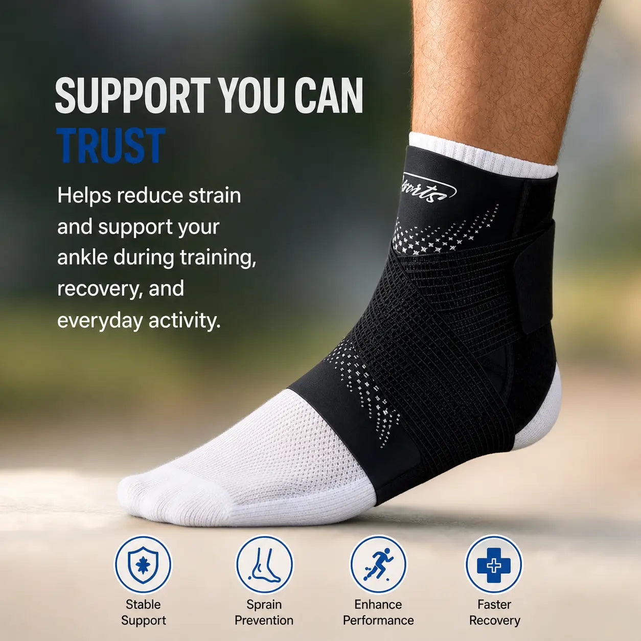 Breathable Adjustable Ankle Support Brace for Sports and Fitness Activities