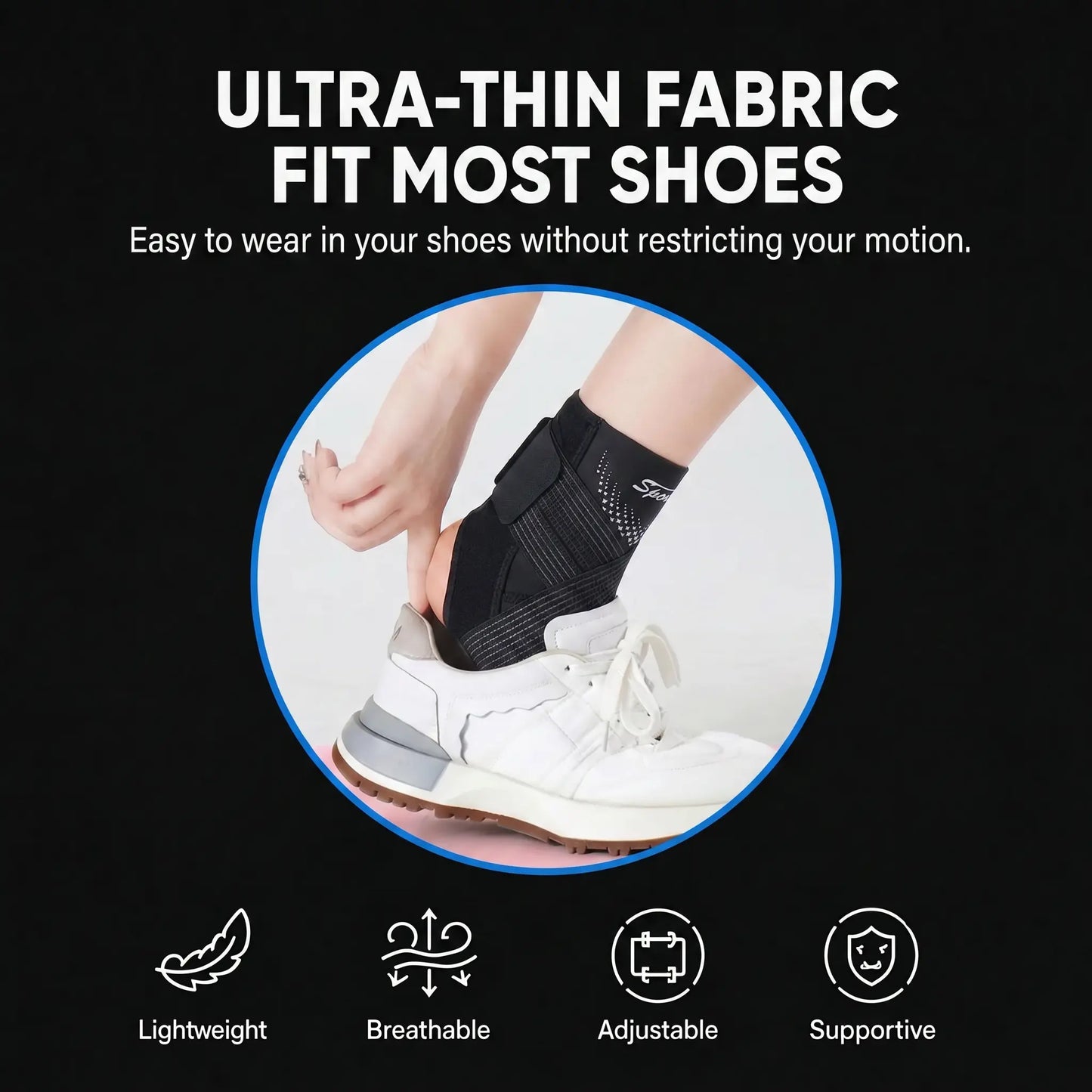 Breathable Adjustable Ankle Support Brace for Sports and Fitness Activities