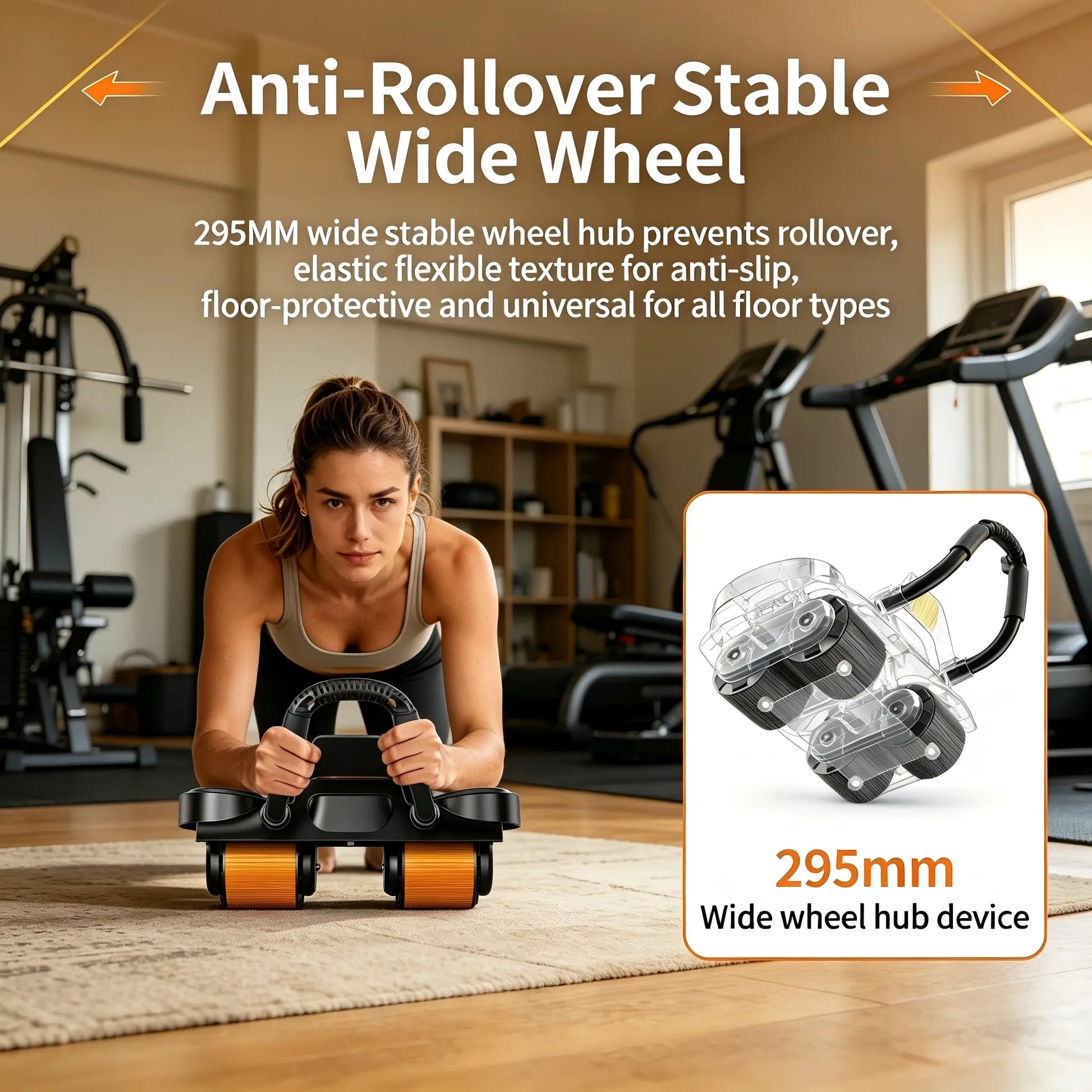 4-Wheel Auto Rebound Ab Roller with Digital Counter, Enhanced Elbow Pad, and Phone Holder - Professional Core Trainer for Home Gym Fitness and Abdominal Workouts